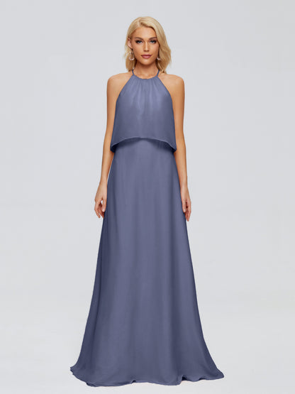 Liliana Column Halter Chiffon Bridesmaid Dresses