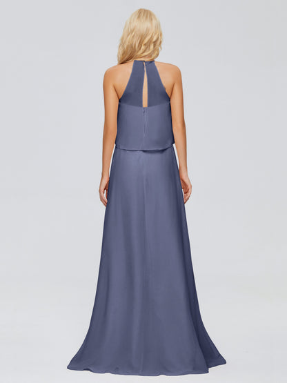 Liliana Column Halter Chiffon Bridesmaid Dresses