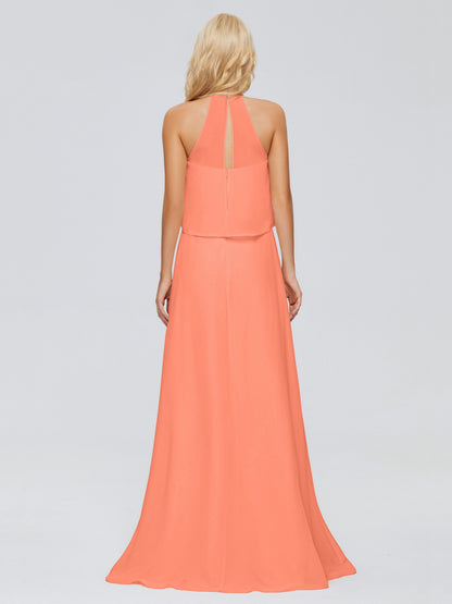 Liliana Column Halter Chiffon Bridesmaid Dresses