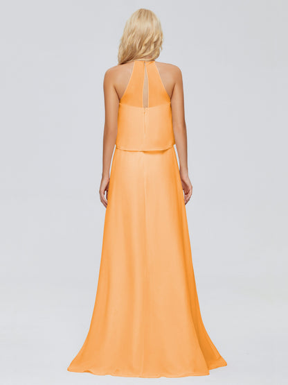 Liliana Column Halter Chiffon Bridesmaid Dresses