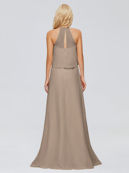 Liliana Column Halter Chiffon Bridesmaid Dresses