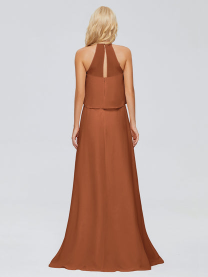 Liliana Column Halter Chiffon Bridesmaid Dresses