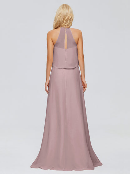 Liliana Column Halter Chiffon Bridesmaid Dresses