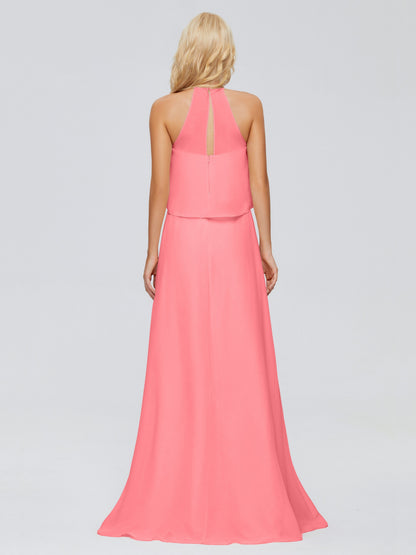 Liliana Column Halter Chiffon Bridesmaid Dresses