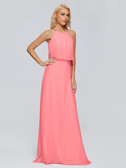 Liliana Column Halter Chiffon Bridesmaid Dresses