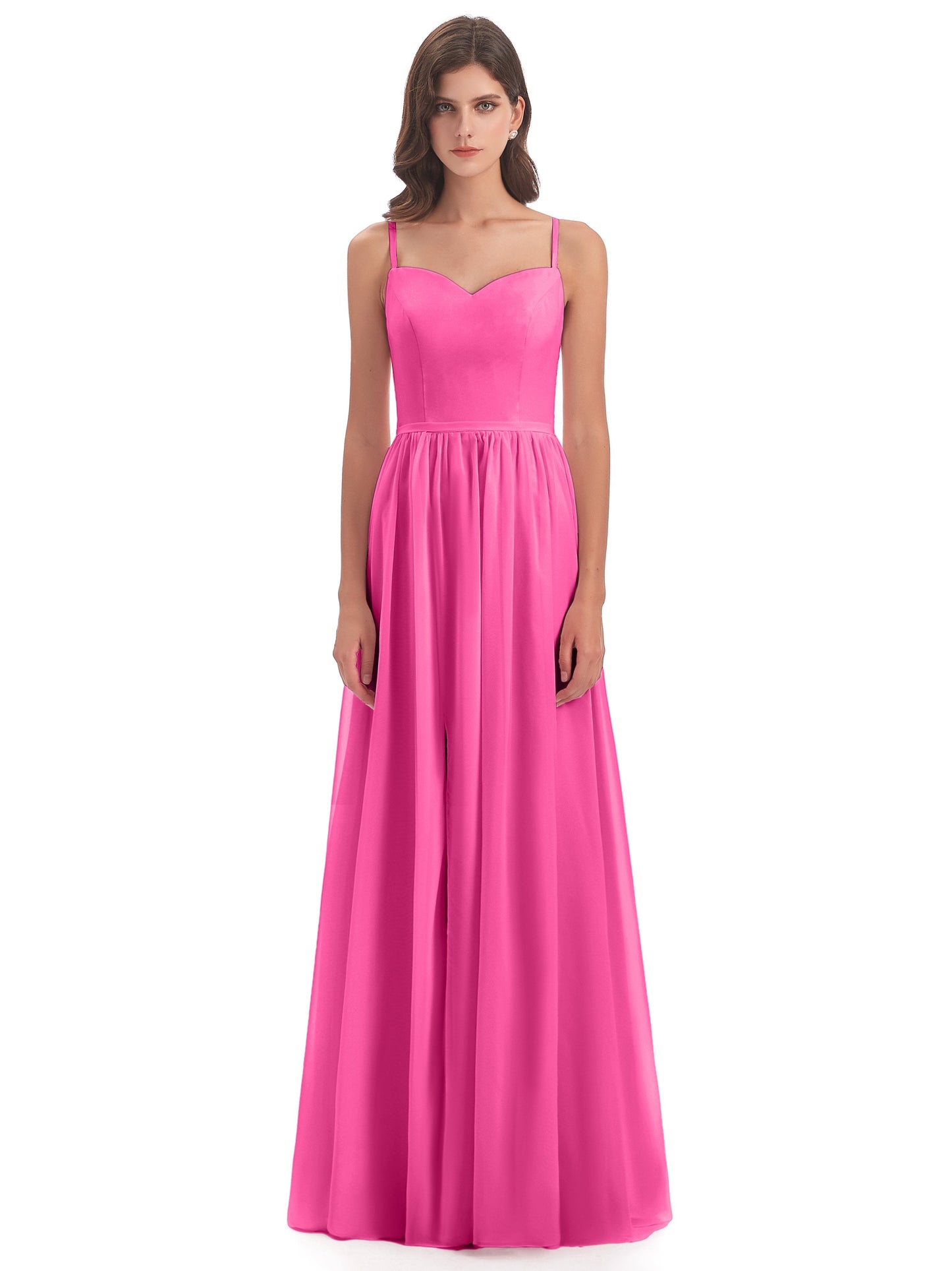 Madeline Spaghetti Straps Split Chiffon Bridesmaid Dresses