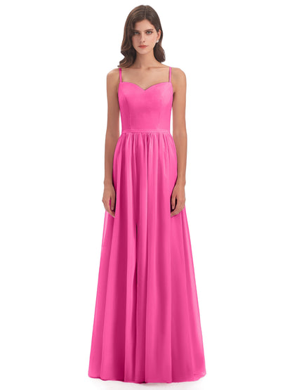 Madeline Spaghetti Straps Split Chiffon Bridesmaid Dresses