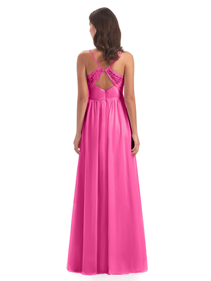 Madeline Spaghetti Straps Split Chiffon Bridesmaid Dresses