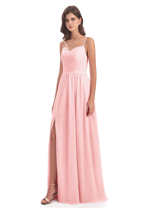 Madeline Spaghetti Straps Split Chiffon Bridesmaid Dresses