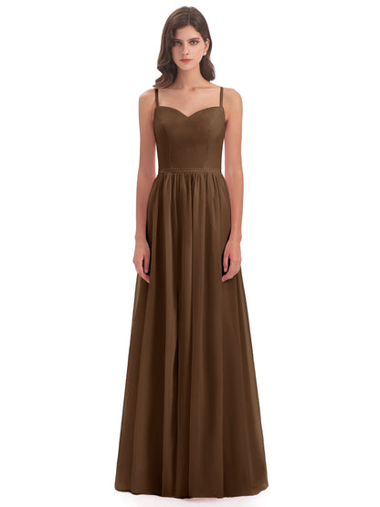 Madeline Spaghetti Straps Split Chiffon Bridesmaid Dresses