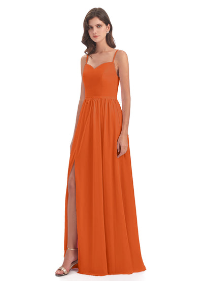 Madeline Spaghetti Straps Split Chiffon Bridesmaid Dresses