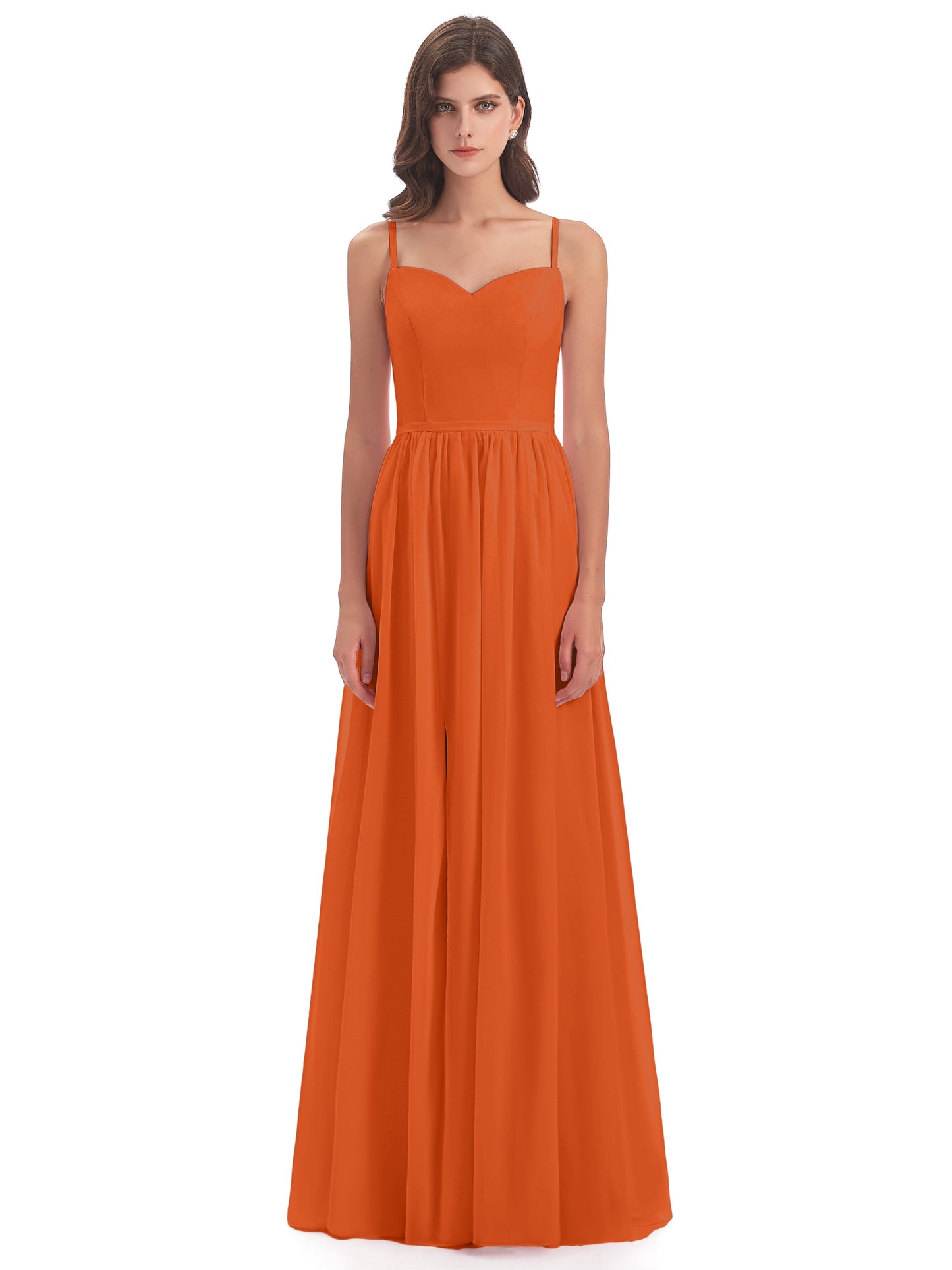 Madeline Spaghetti Straps Split Chiffon Bridesmaid Dresses