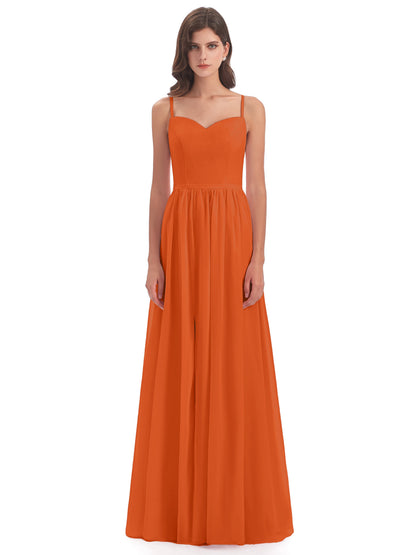 Madeline Spaghetti Straps Split Chiffon Bridesmaid Dresses