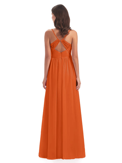 Madeline Spaghetti Straps Split Chiffon Bridesmaid Dresses