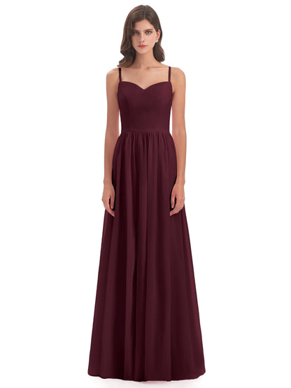 Madeline Spaghetti Straps Split Chiffon Bridesmaid Dresses