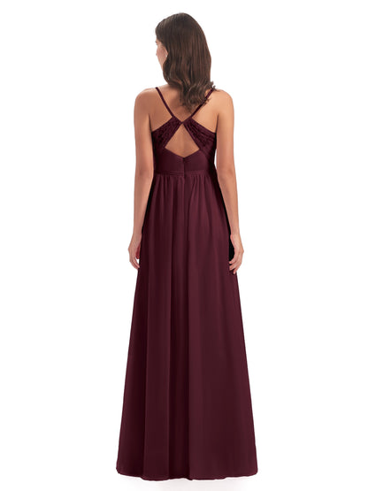 Madeline Spaghetti Straps Split Chiffon Bridesmaid Dresses