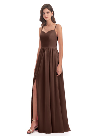 Madeline Spaghetti Straps Split Chiffon Bridesmaid Dresses