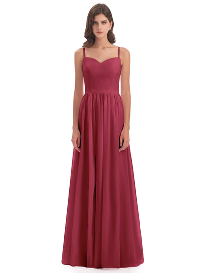 Madeline Spaghetti Straps Split Chiffon Bridesmaid Dresses