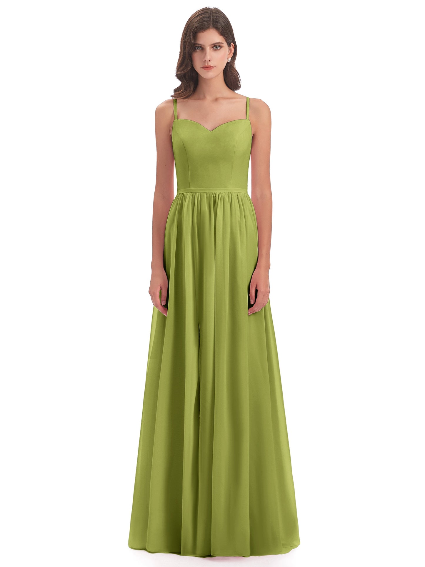 Madeline Spaghetti Straps Split Chiffon Bridesmaid Dresses