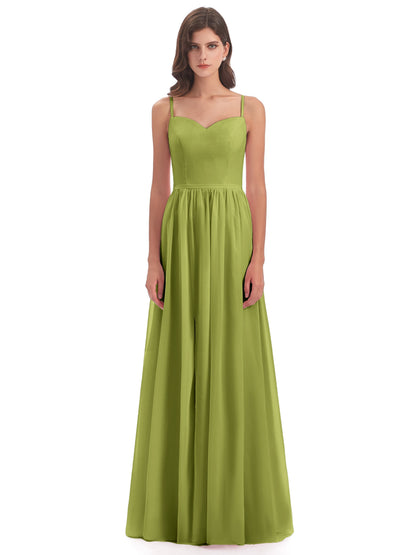 Madeline Spaghetti Straps Split Chiffon Bridesmaid Dresses
