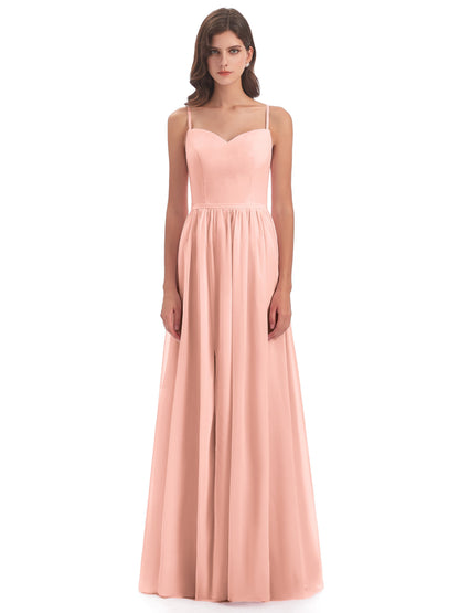 Madeline Spaghetti Straps Split Chiffon Bridesmaid Dresses