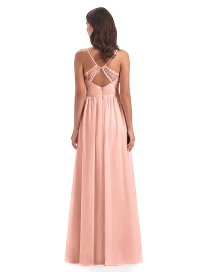 Madeline Spaghetti Straps Split Chiffon Bridesmaid Dresses
