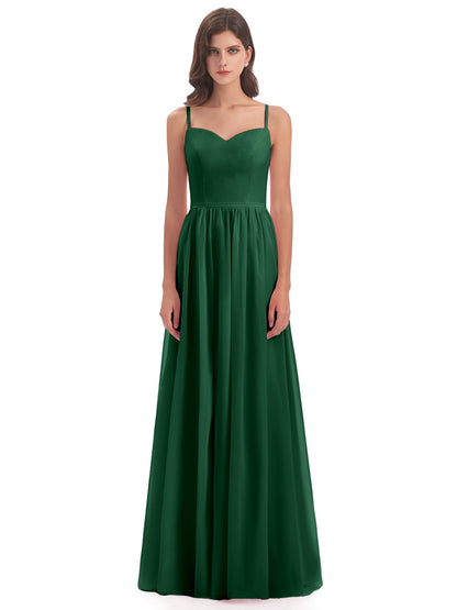 Madeline Spaghetti Straps Split Chiffon Bridesmaid Dresses