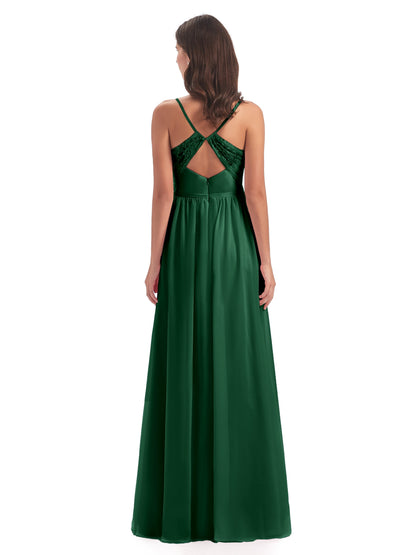 Madeline Spaghetti Straps Split Chiffon Bridesmaid Dresses