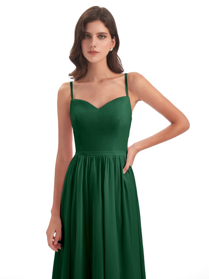 Madeline Spaghetti Straps Split Chiffon Bridesmaid Dresses