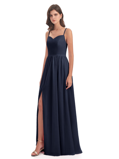 Madeline Spaghetti Straps Split Chiffon Bridesmaid Dresses