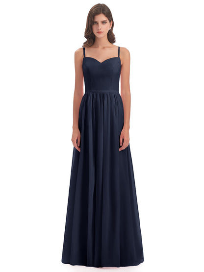 Madeline Spaghetti Straps Split Chiffon Bridesmaid Dresses