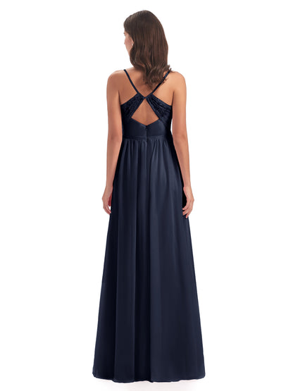 Madeline Spaghetti Straps Split Chiffon Bridesmaid Dresses