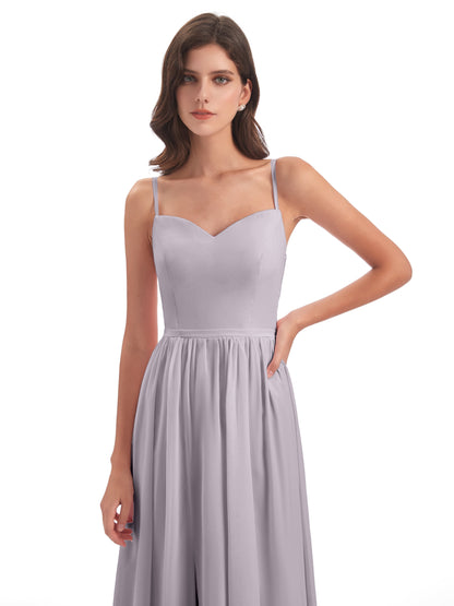 Madeline Spaghetti Straps Split Chiffon Bridesmaid Dresses