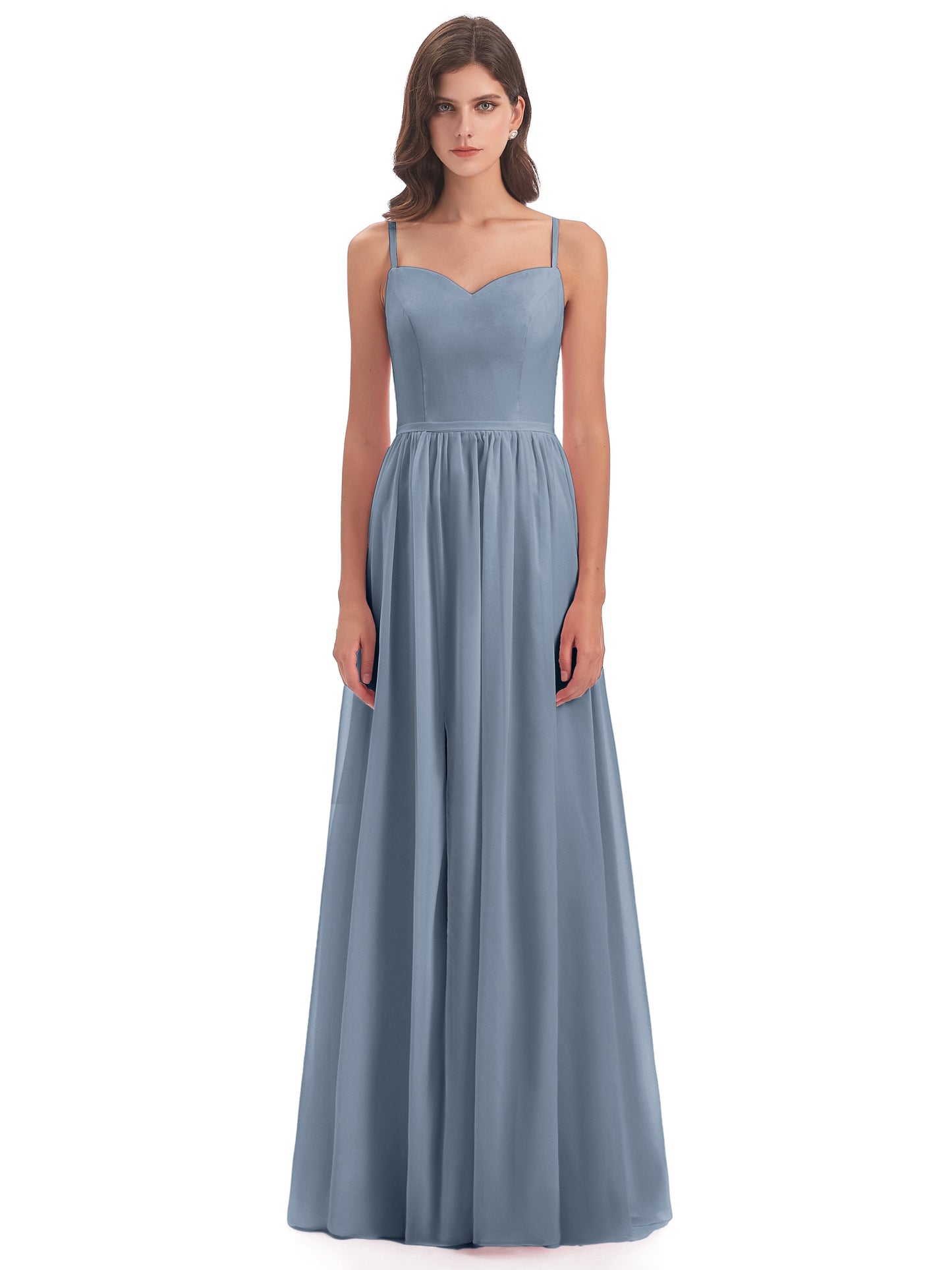 Madeline Spaghetti Straps Split Chiffon Bridesmaid Dresses