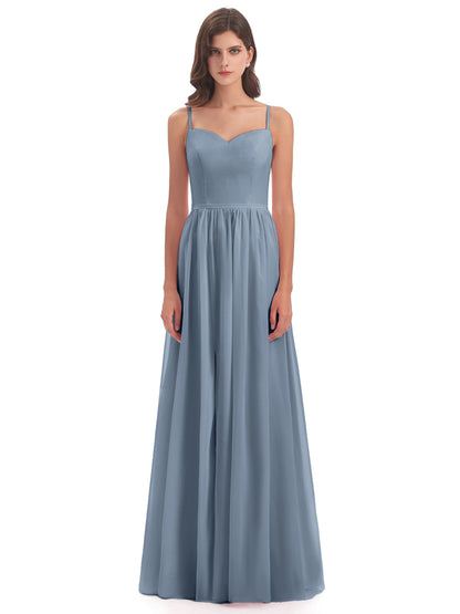 Madeline Spaghetti Straps Split Chiffon Bridesmaid Dresses