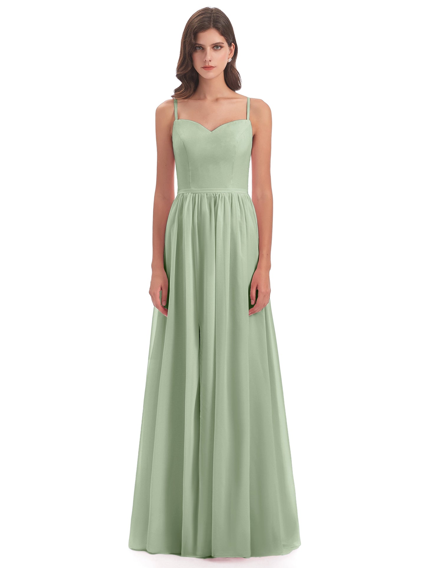 Madeline Spaghetti Straps Split Chiffon Bridesmaid Dresses
