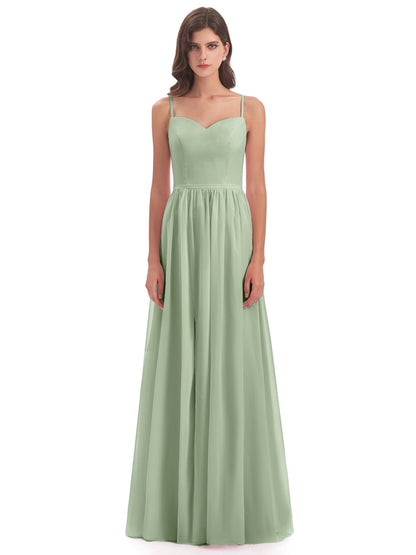Madeline Spaghetti Straps Split Chiffon Bridesmaid Dresses