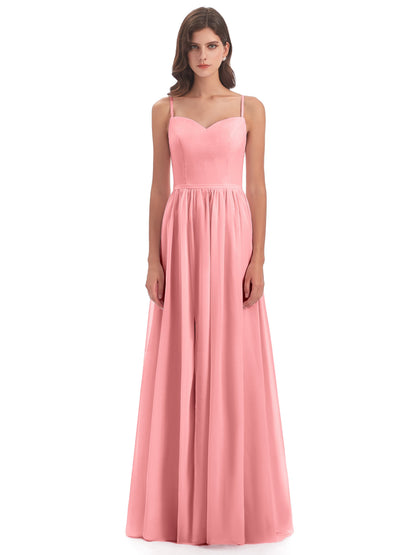 Madeline Spaghetti Straps Split Chiffon Bridesmaid Dresses