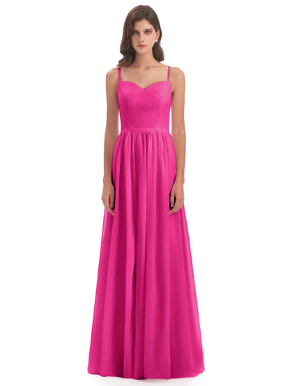 Madeline Spaghetti Straps Split Chiffon Bridesmaid Dresses