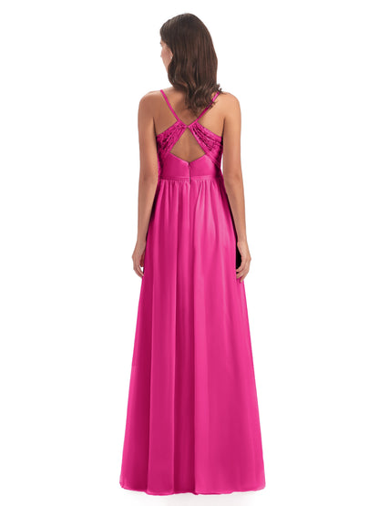 Madeline Spaghetti Straps Split Chiffon Bridesmaid Dresses