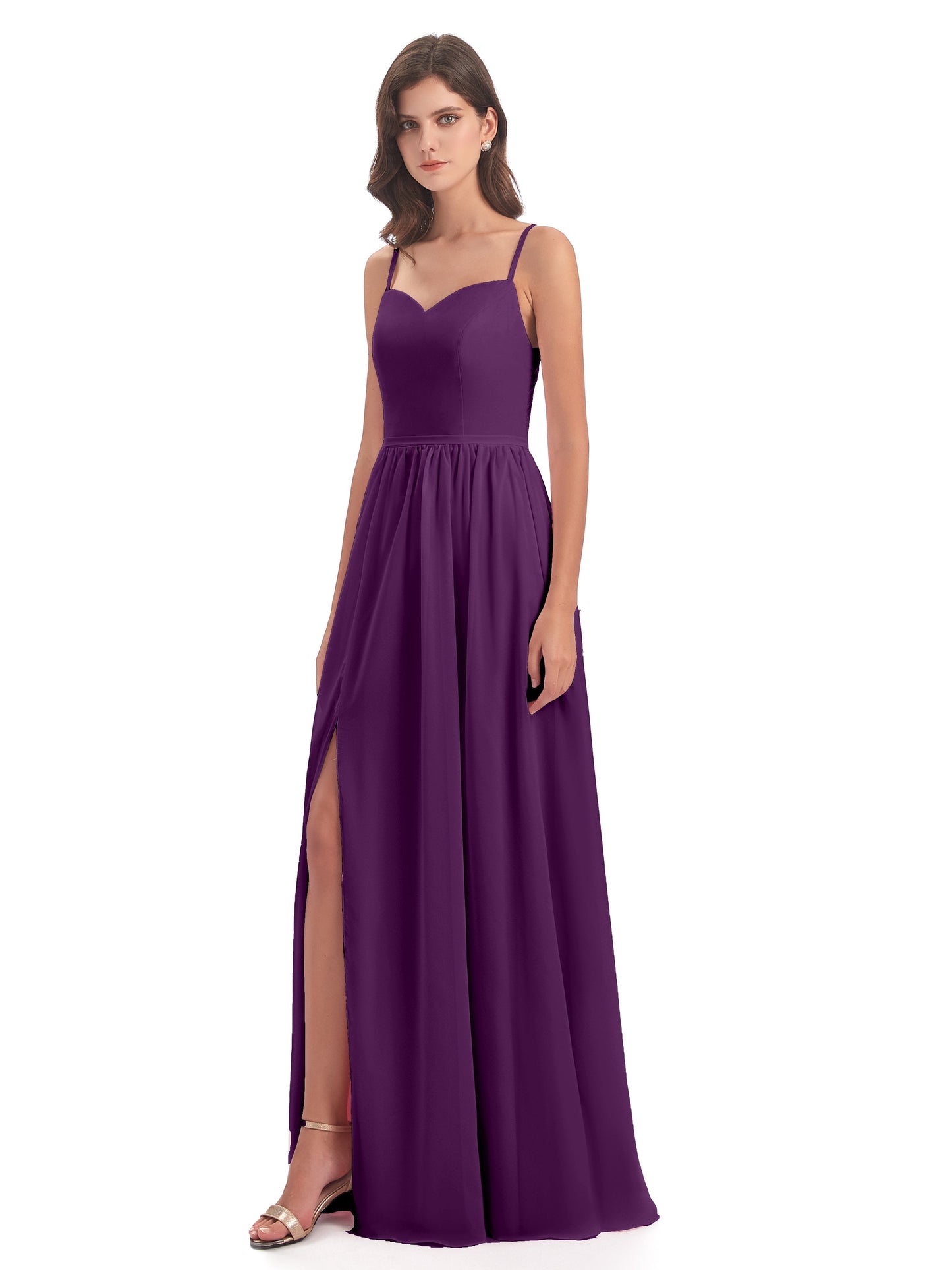 Madeline Spaghetti Straps Split Chiffon Bridesmaid Dresses