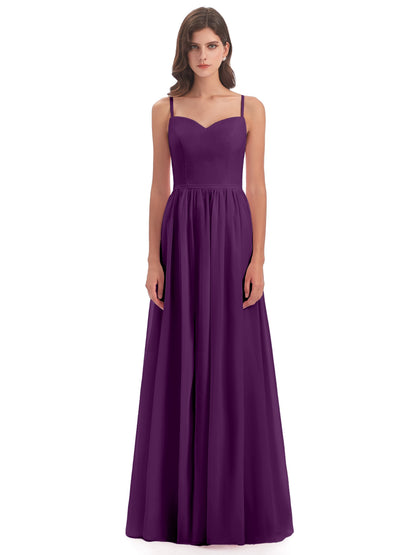 Madeline Spaghetti Straps Split Chiffon Bridesmaid Dresses