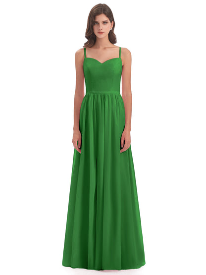 Madeline Spaghetti Straps Split Chiffon Bridesmaid Dresses