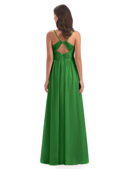 Madeline Spaghetti Straps Split Chiffon Bridesmaid Dresses