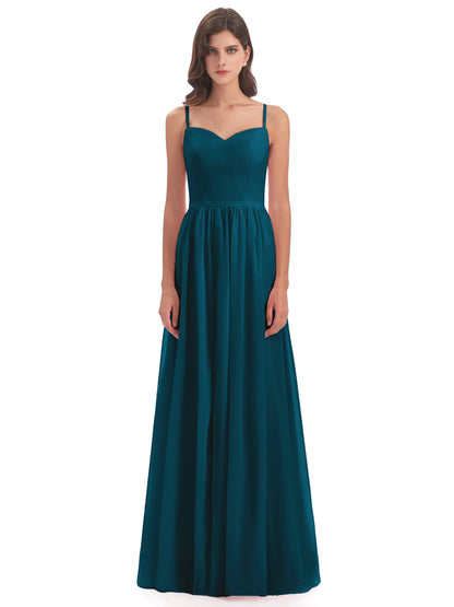 Madeline Spaghetti Straps Split Chiffon Bridesmaid Dresses