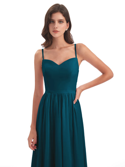Madeline Spaghetti Straps Split Chiffon Bridesmaid Dresses