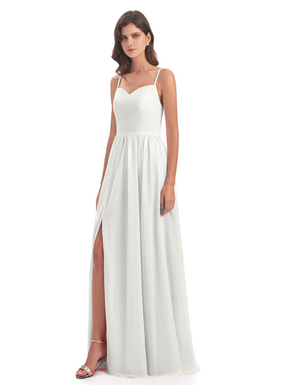 Madeline Spaghetti Straps Split Chiffon Bridesmaid Dresses