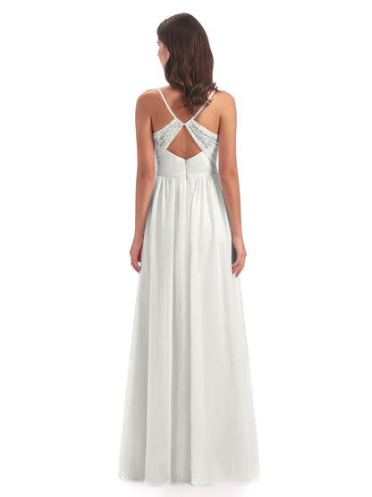 Madeline Spaghetti Straps Split Chiffon Bridesmaid Dresses