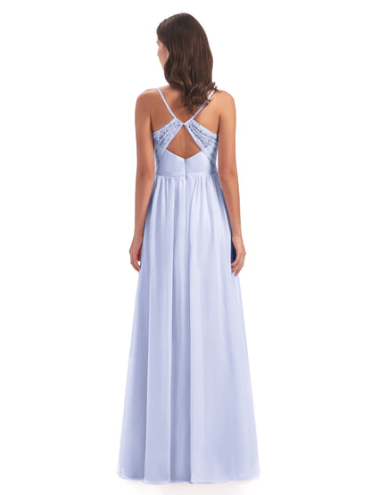 Madeline Spaghetti Straps Split Chiffon Bridesmaid Dresses