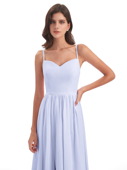 Madeline Spaghetti Straps Split Chiffon Bridesmaid Dresses